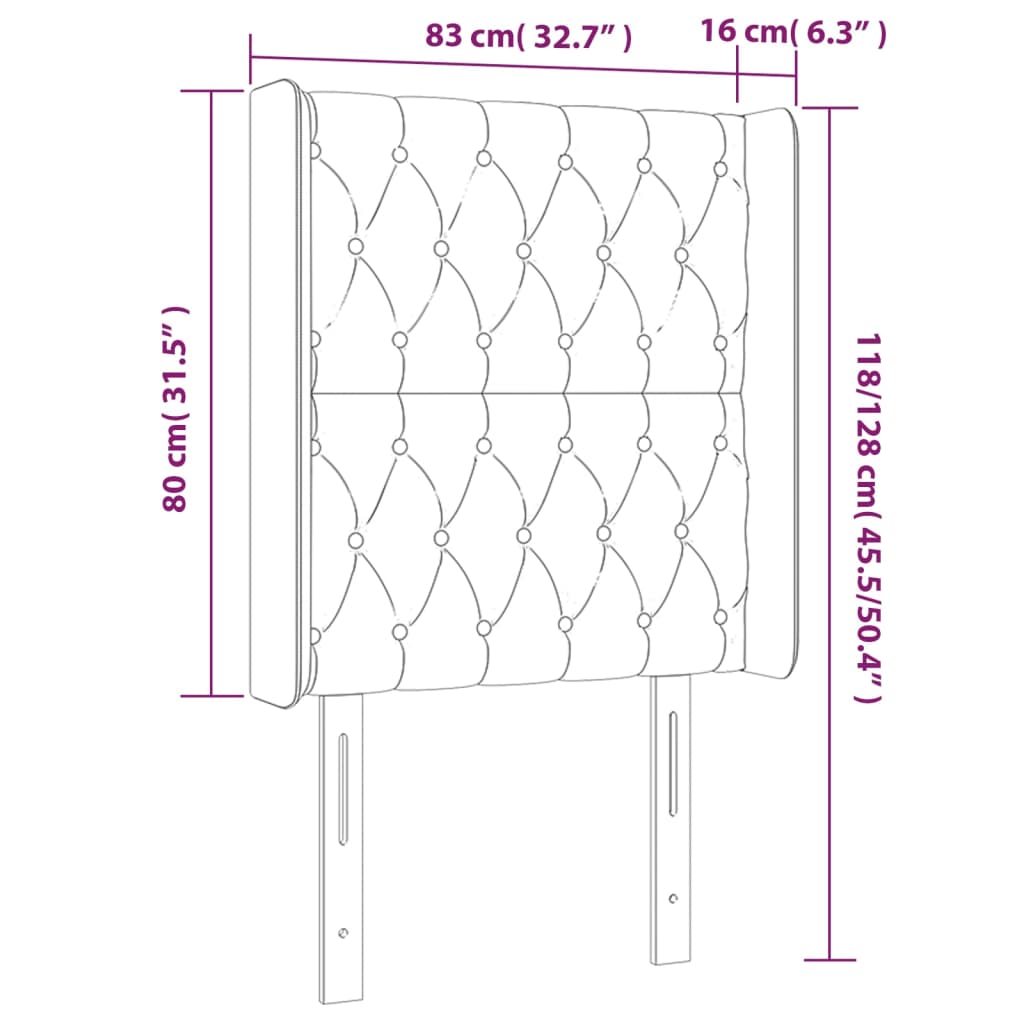 vidaXL Cabeceira cama c/ abas tecido 83x16x118/128 cm cinzento-escuro