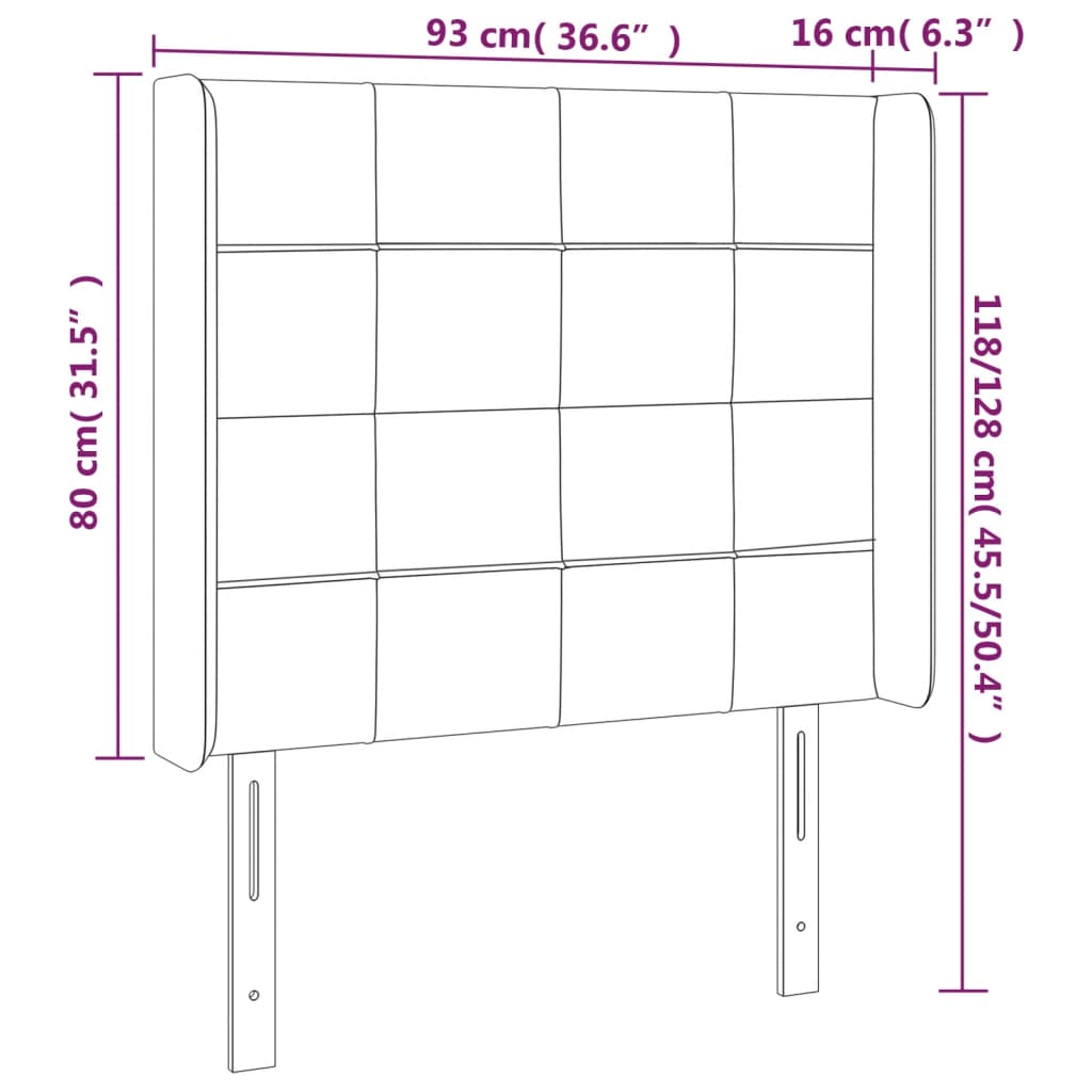 vidaXL Cabeceira de cama c/ abas tecido 93x16x118/128 cm azul