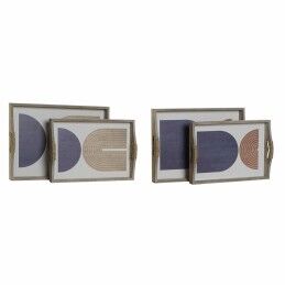 DKD Home Decor|Tabuleiro DKD Home Decor 40,6 x 30 x 6 cm Bege Azul Madeira MDF (2 Unidades)