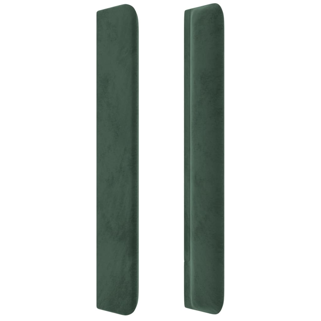 vidaXL Cabeceira cama c/ abas veludo 203x16x118/128 cm verde-escuro