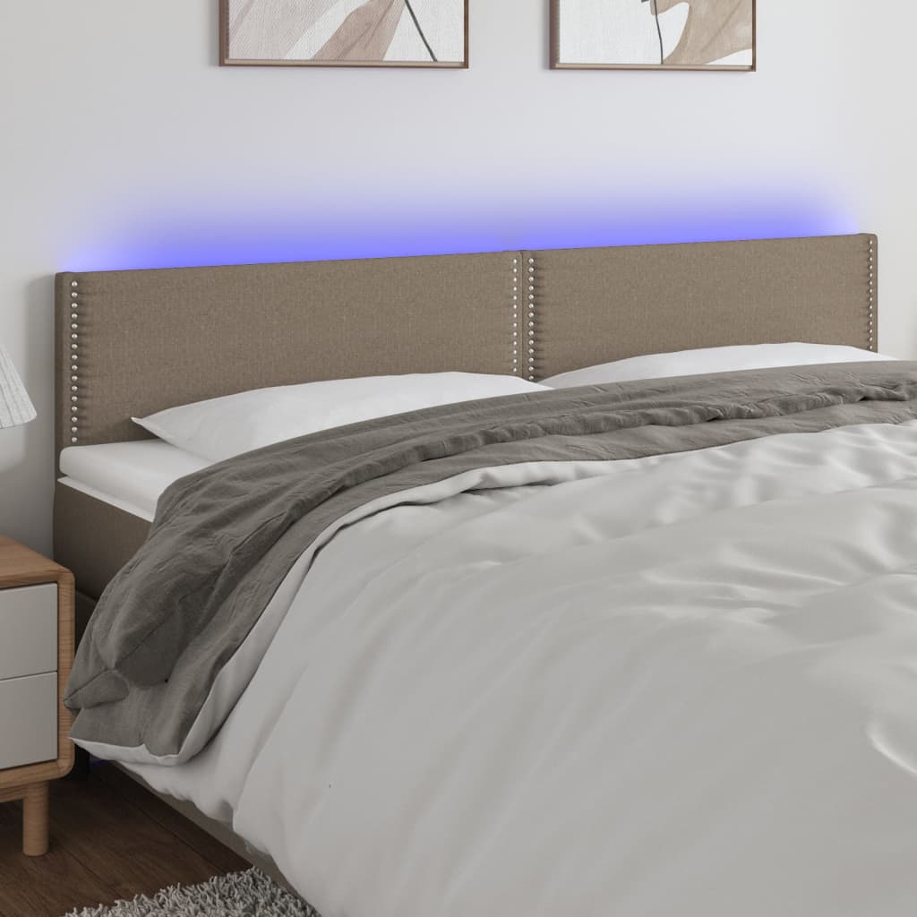 vidaXL Cabeceira cama luzes LED tecido 160x5x78/88cm cinza-acastanhado