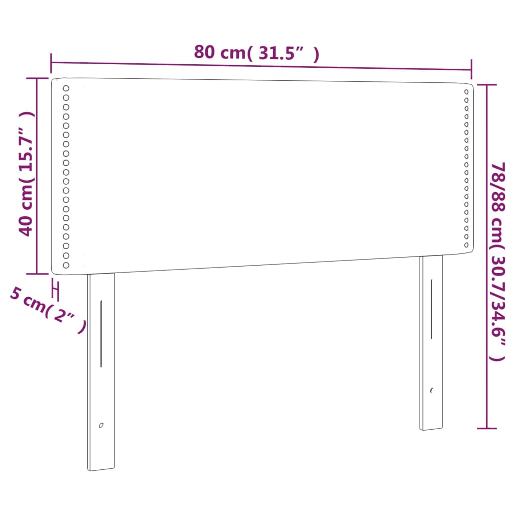 vidaXL Cabeceira de cama c/ LED couro artificial 80x5x78/88 cm branco