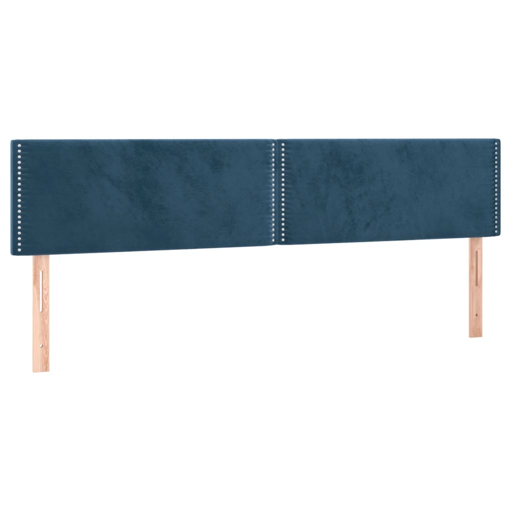 vidaXL Cabeceira de cama c/ luzes LED veludo 160x5x78/88cm azul-escuro