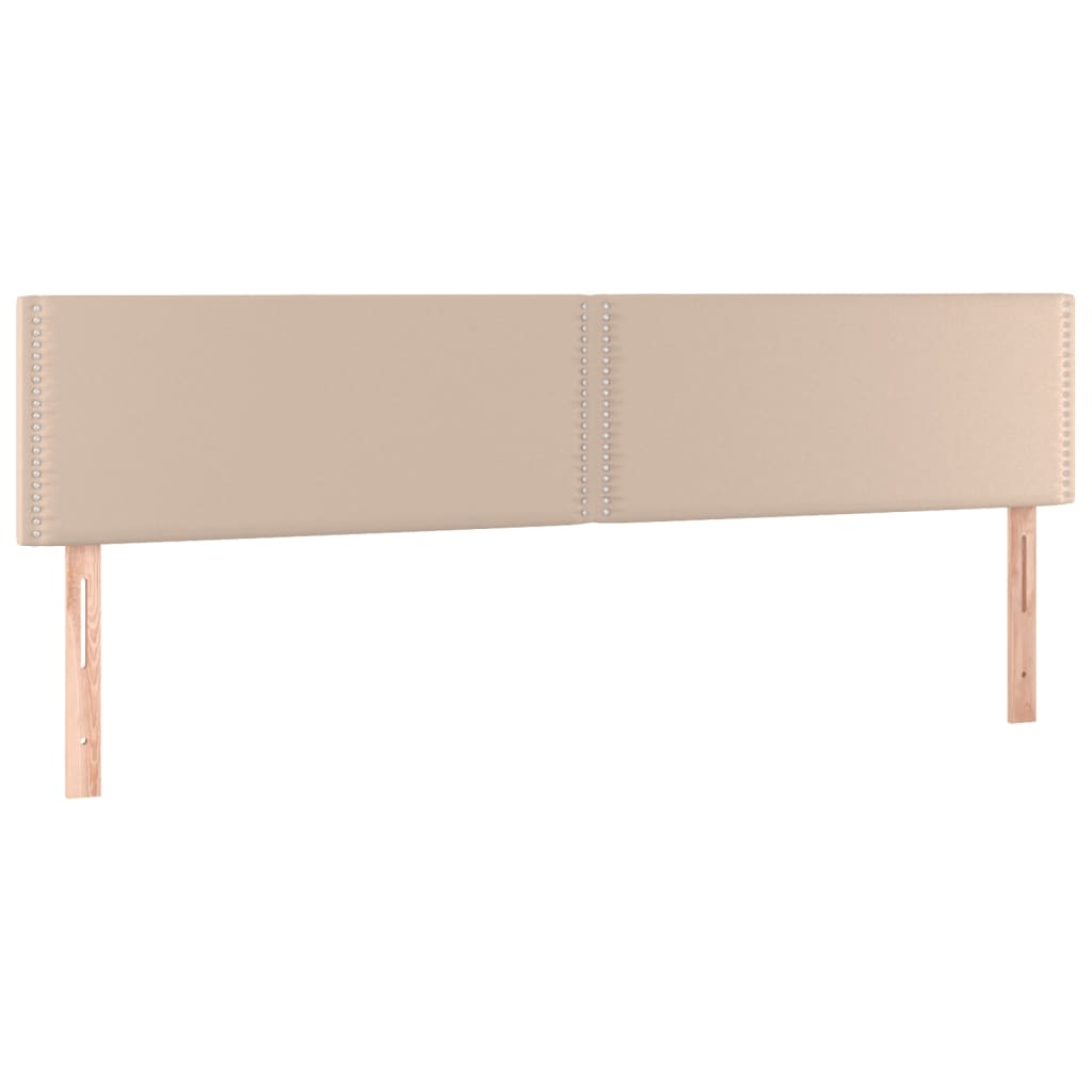 vidaXL Cabeceira cama c/ LED couro artificial 200x5x78/88cm cappuccino