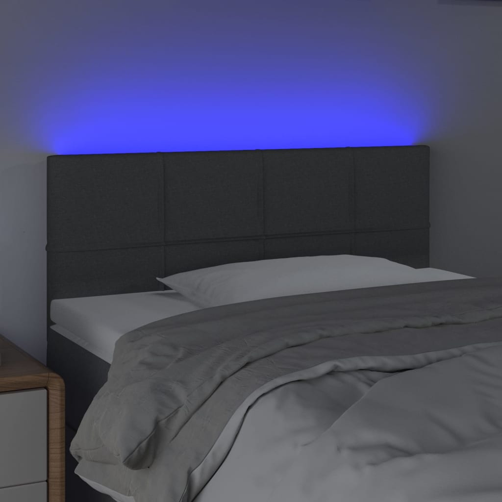 vidaXL Cabeceira de cama c/ luzes LED tecido 80x5x78/88cm cinza-escuro