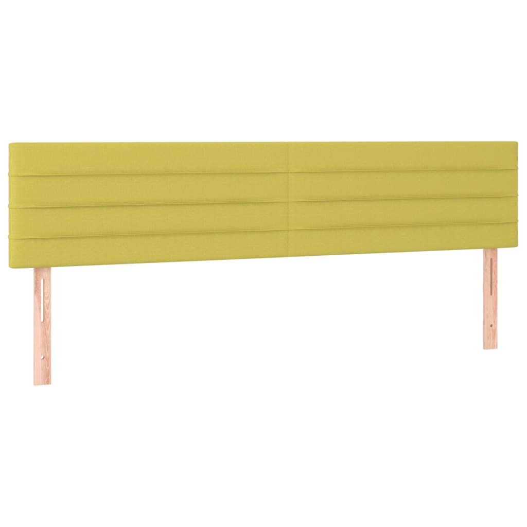 vidaXL Cabeceira de cama c/ luzes LED tecido 160x5x78/88 cm verde