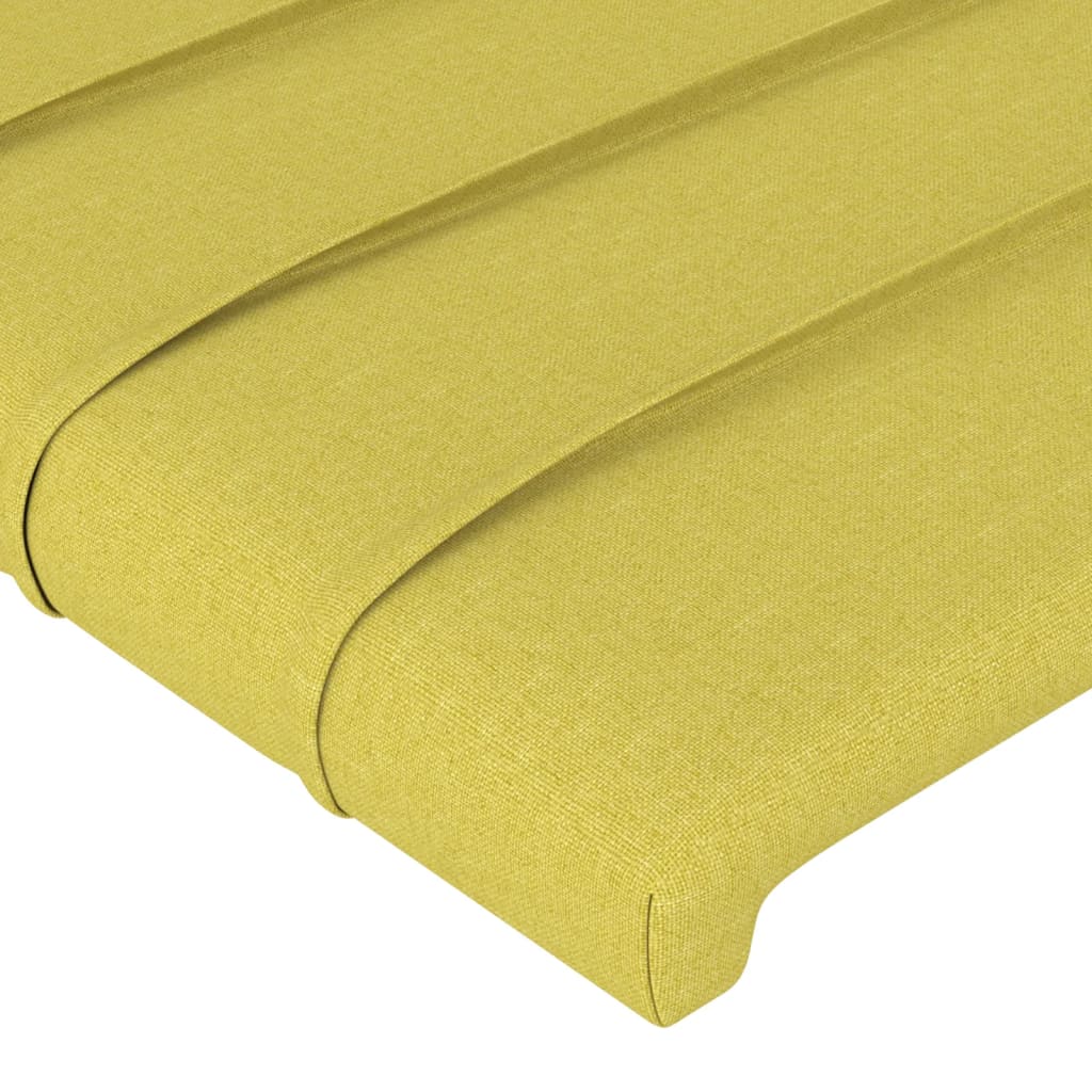 vidaXL Cabeceira de cama c/ luzes LED tecido 160x5x78/88 cm verde