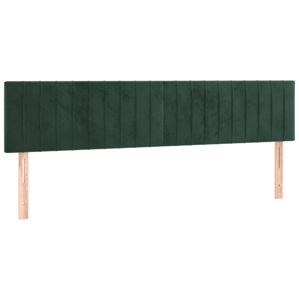 vidaXL Cabeceira de cama c/luzes LED veludo 160x5x78/88cm verde-escuro