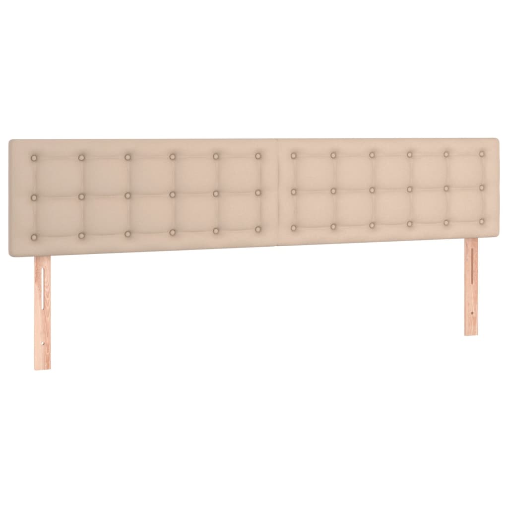 vidaXL Cabeceira cama c/ LED couro artificial 180x5x78/88cm cappuccino