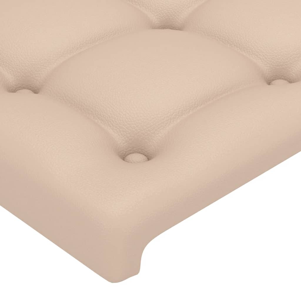 vidaXL Cabeceira cama c/ LED couro artificial 180x5x78/88cm cappuccino