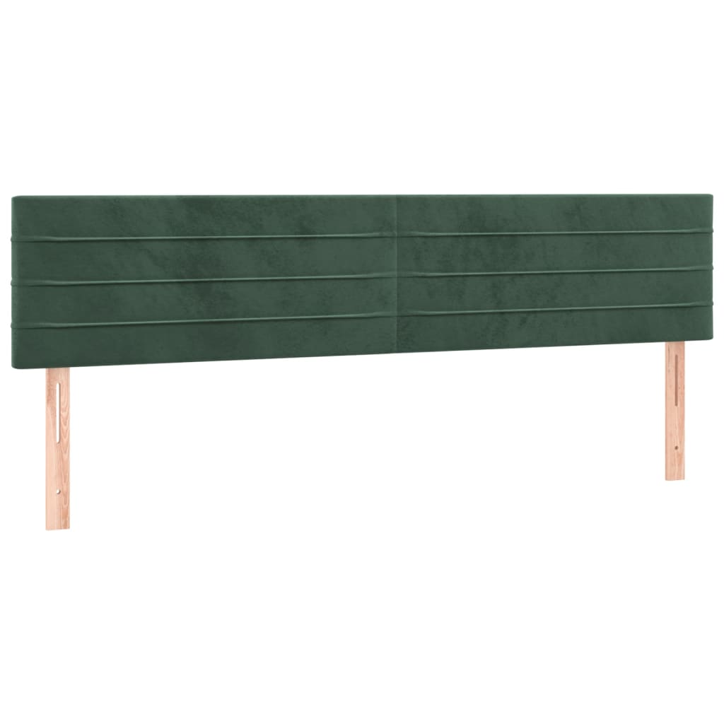 vidaXL Cabeceira de cama c/luzes LED veludo 160x5x78/88cm verde-escuro