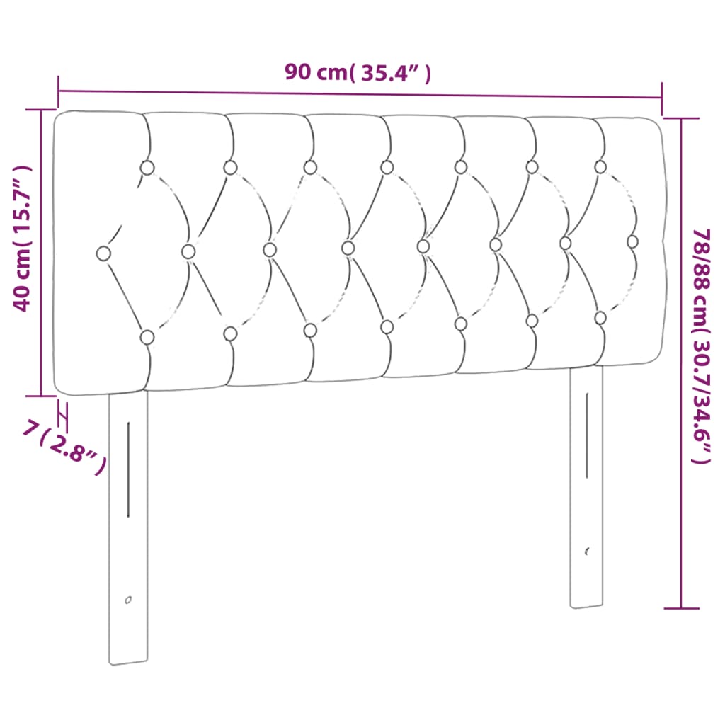 vidaXL Cabeceira de cama c/ luzes LED veludo 90x7x78/88cm cinza-escuro