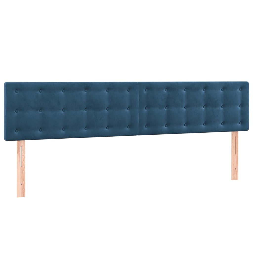 vidaXL Cabeceira de cama c/ luzes LED veludo 160x5x78/88cm azul-escuro