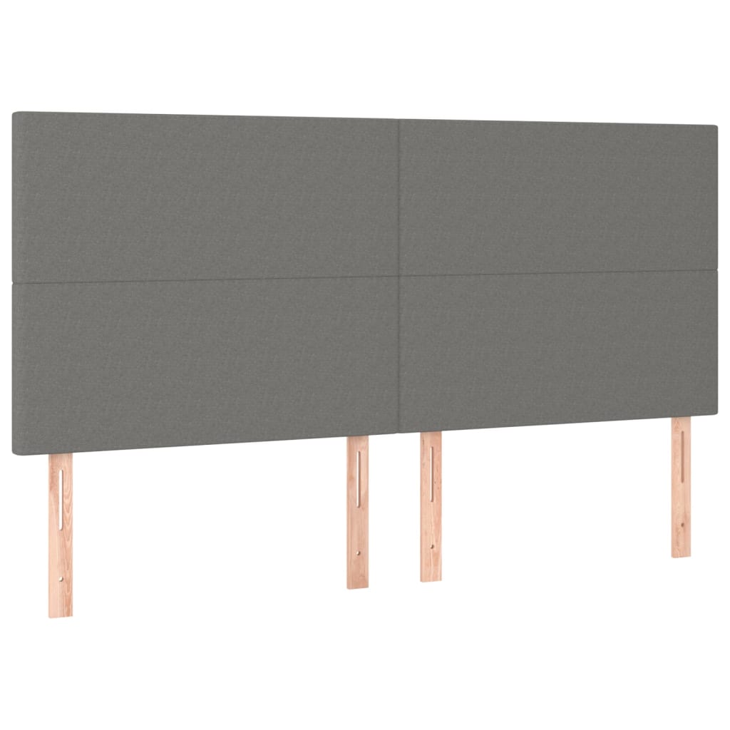 vidaXL Cabeceira de cama c/ LED tecido 180x5x118/128 cm cinza-escuro