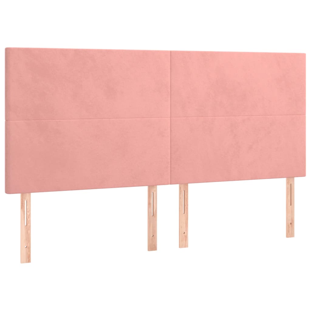 vidaXL Cabeceira de cama c/ luzes LED veludo 180x5x118/128 cm rosa