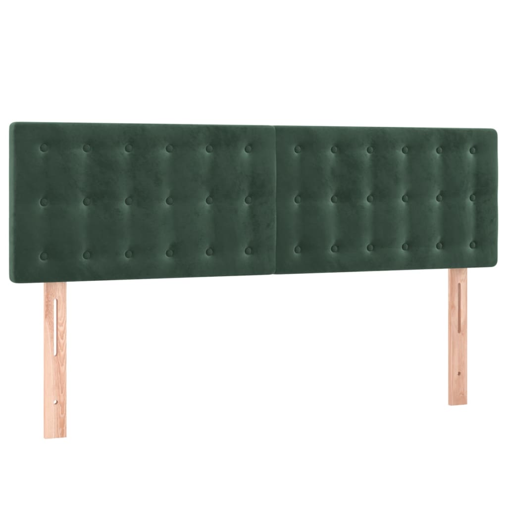 vidaXL Cabeceira de cama c/luzes LED veludo 144x5x78/88cm verde-escuro