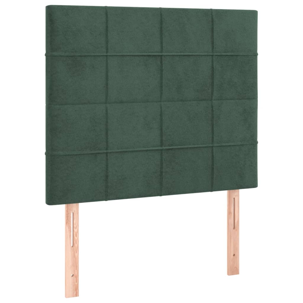 vidaXL Cabeceira de cama c/ LED veludo 100x5x118/128 cm verde-escuro