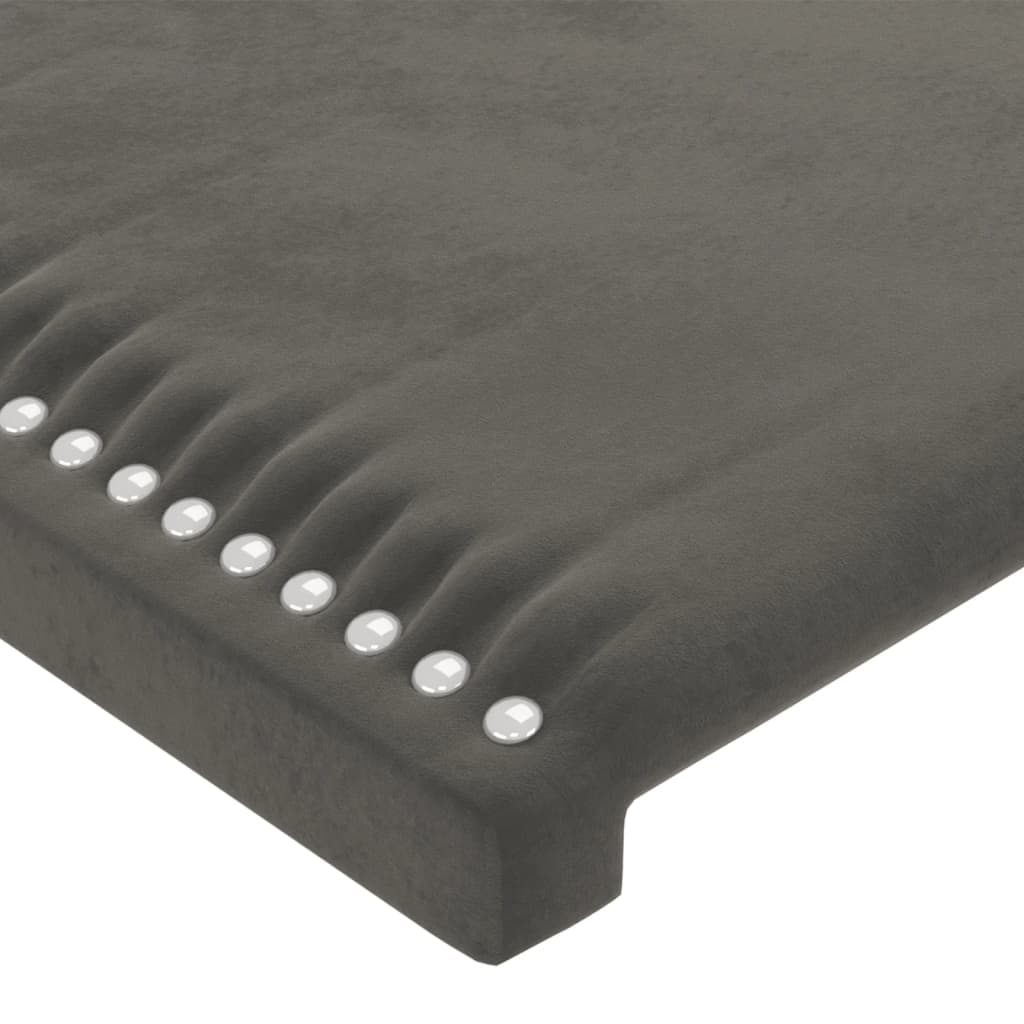 vidaXL Cabeceira de cama c/ LED veludo 200x5x118/128 cm cinza-escuro