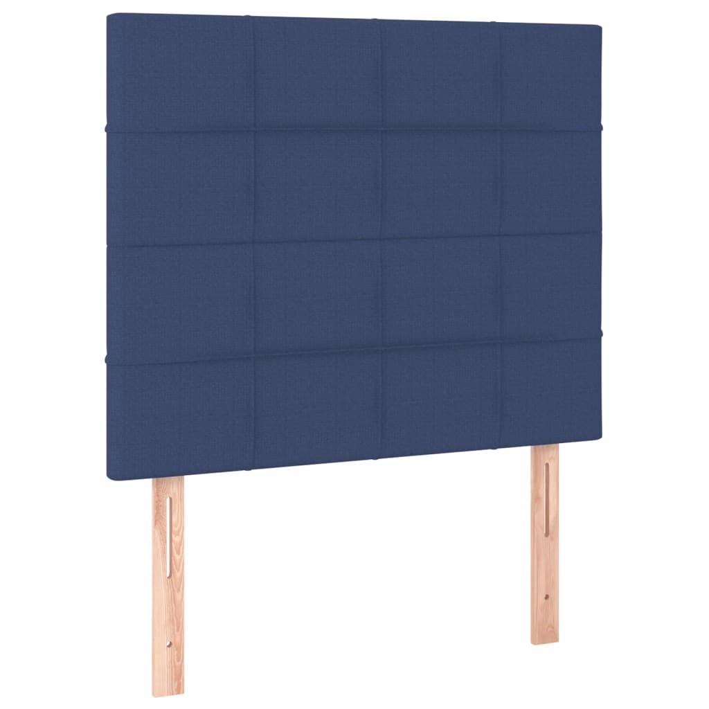 vidaXL Cabeceira cama c/ LED tecido 100x5x118/128 cm azul