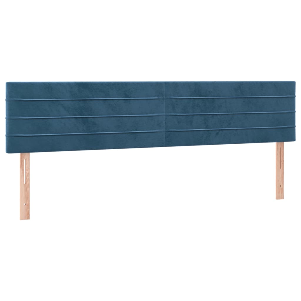 vidaXL Cabeceira de cama c/ luzes LED veludo 180x5x78/88cm azul-escuro