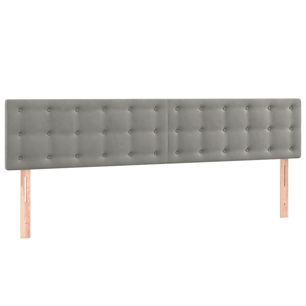 vidaXL Cabeceira de cama c/luzes LED veludo 200x5x78/88 cm cinza-claro