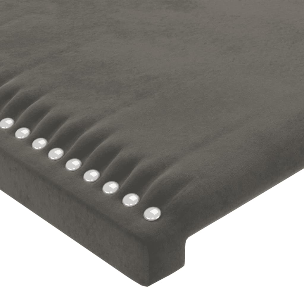 vidaXL Cabeceira de cama c/ LED veludo 160x5x118/128 cm cinza-escuro