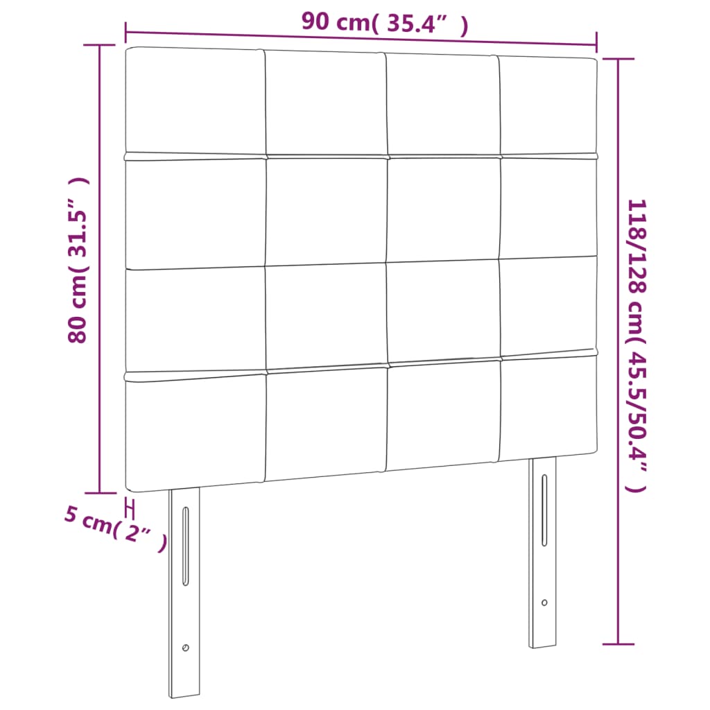 vidaXL Cabeceira de cama c/ LED veludo 90x5x118/128cm preto