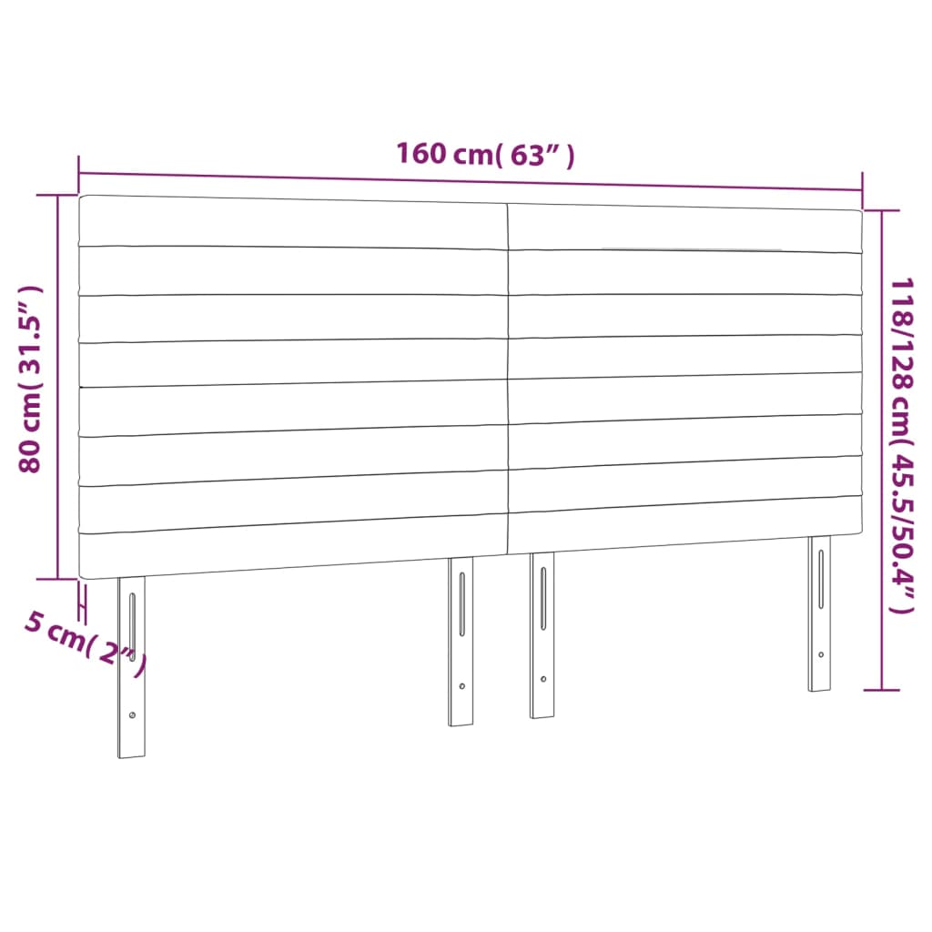 vidaXL Cabeceira de cama c/ LED veludo 160x5x118/128 cm verde-escuro