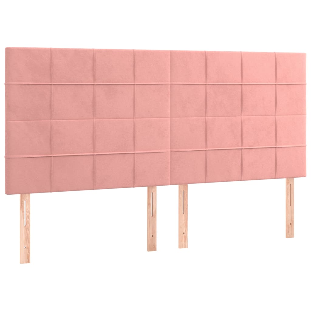 vidaXL Cabeceira de cama c/ luzes LED veludo 200x5x118/128 cm rosa