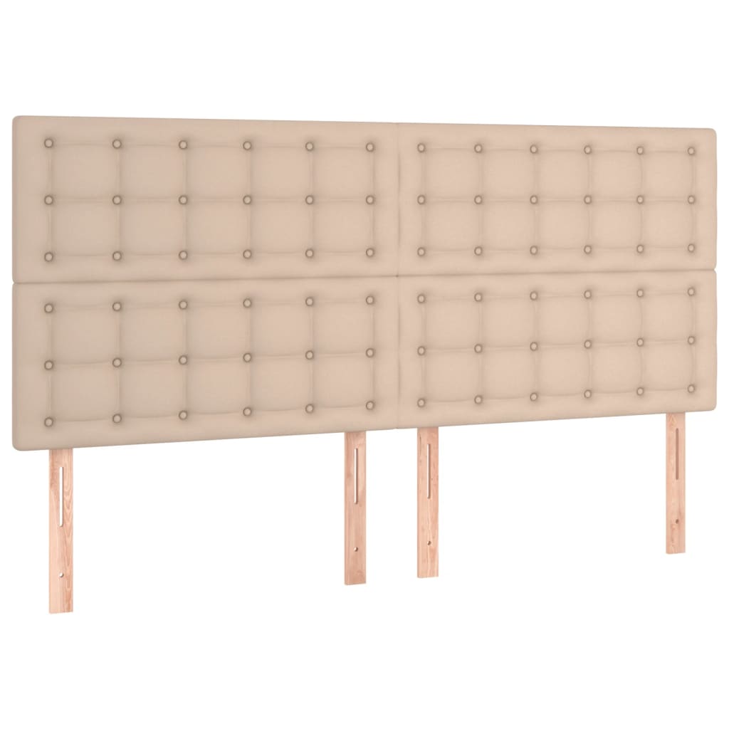 vidaXL Cabeceira cama c/ LED couro artif. 160x5x118/128 cm cappuccino