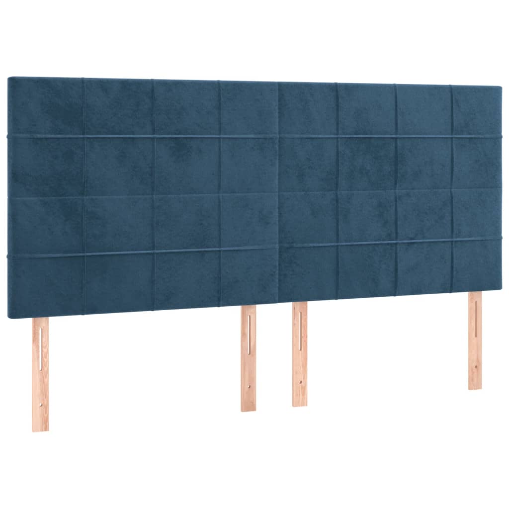 vidaXL Cabeceira cama c/ luzes LED veludo 180x5x118/128cm azul-escuro