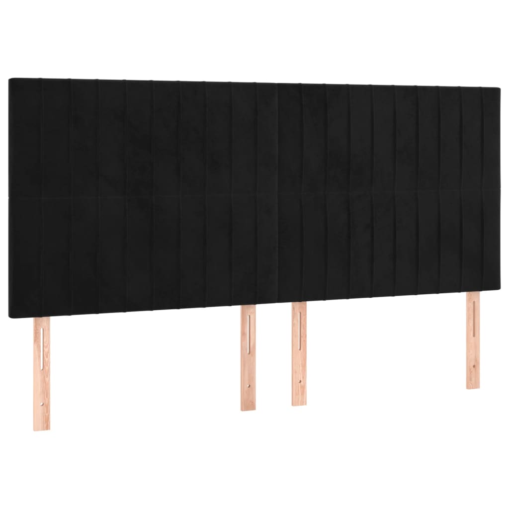 vidaXL Cabeceira de cama c/ luzes LED veludo 180x5x118/128 cm preto