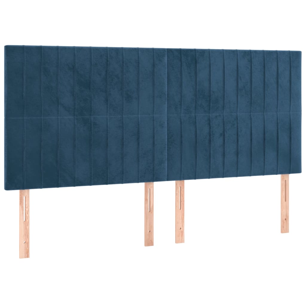 vidaXL Cabeceira cama c/ luzes LED veludo 180x5x118/128cm azul-escuro