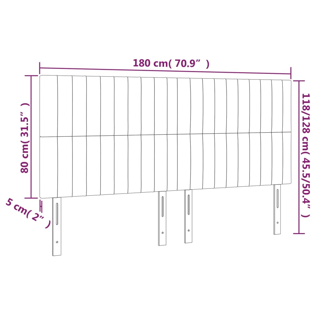 vidaXL Cabeceira cama c/ luzes LED veludo 180x5x118/128cm azul-escuro