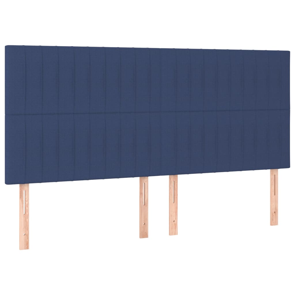 vidaXL Cabeceira de cama c/ luzes LED tecido 180x5x118/128 cm azul