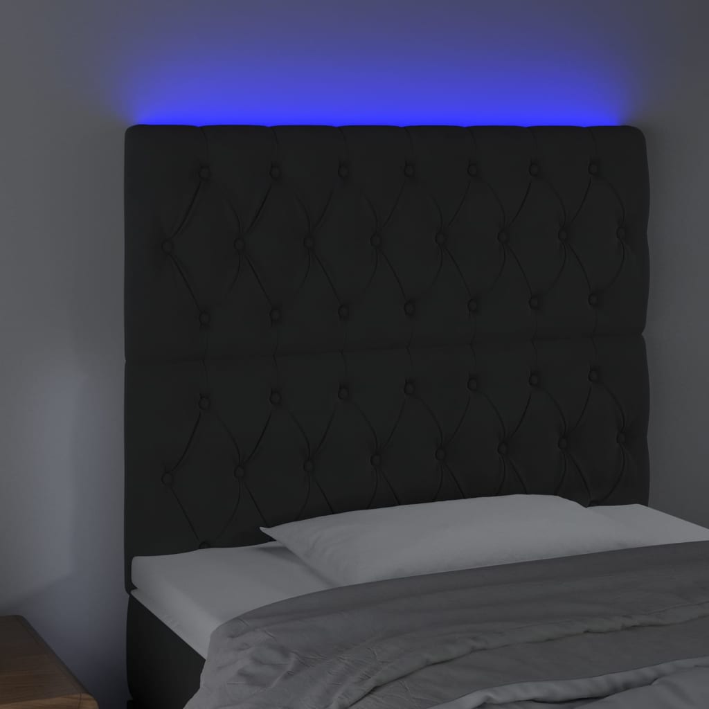 vidaXL Cabeceira de cama c/ luzes LED veludo 90x7x118/128 cm preto