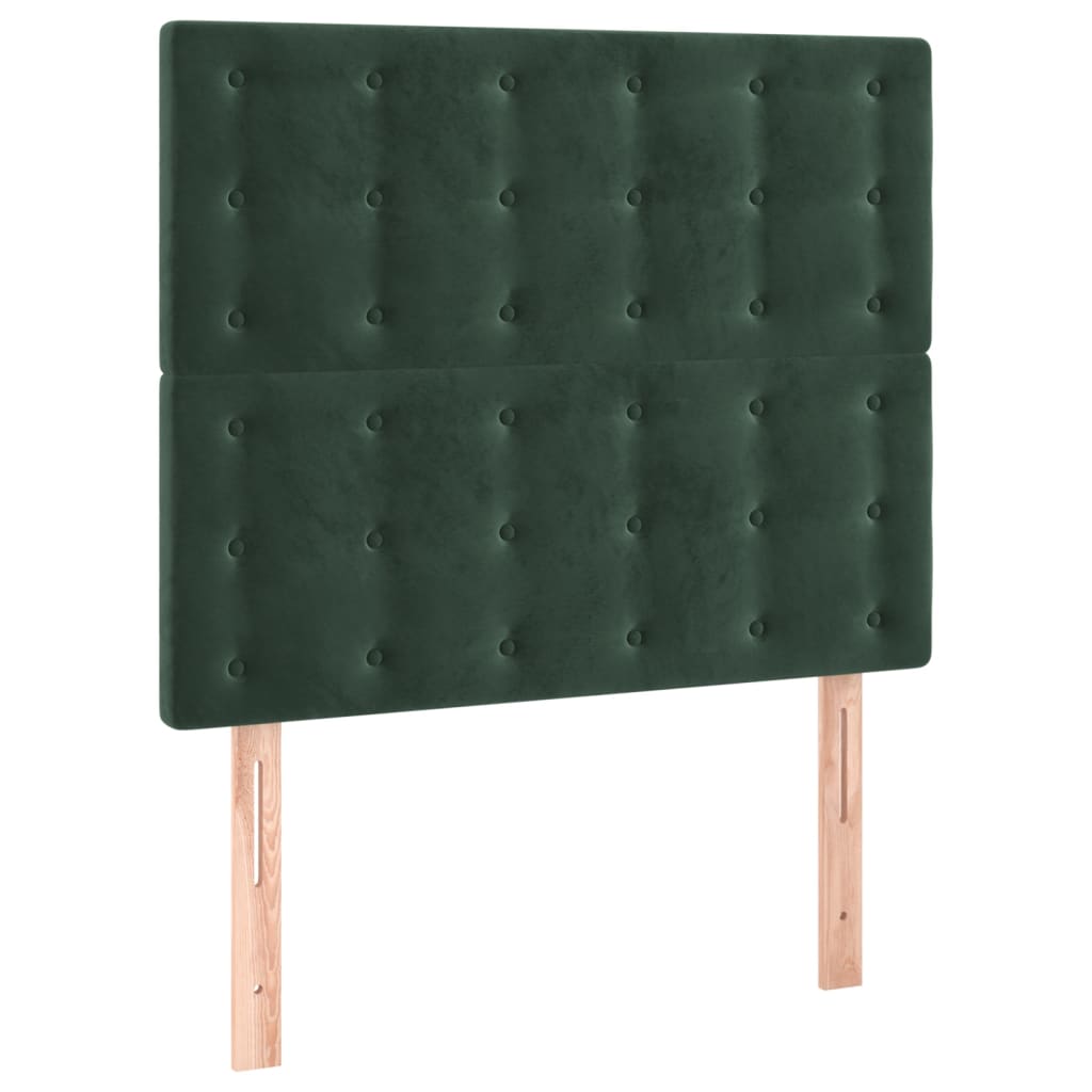 vidaXL Cabeceira de cama c/ LED veludo 90x5x118/128 cm verde-escuro