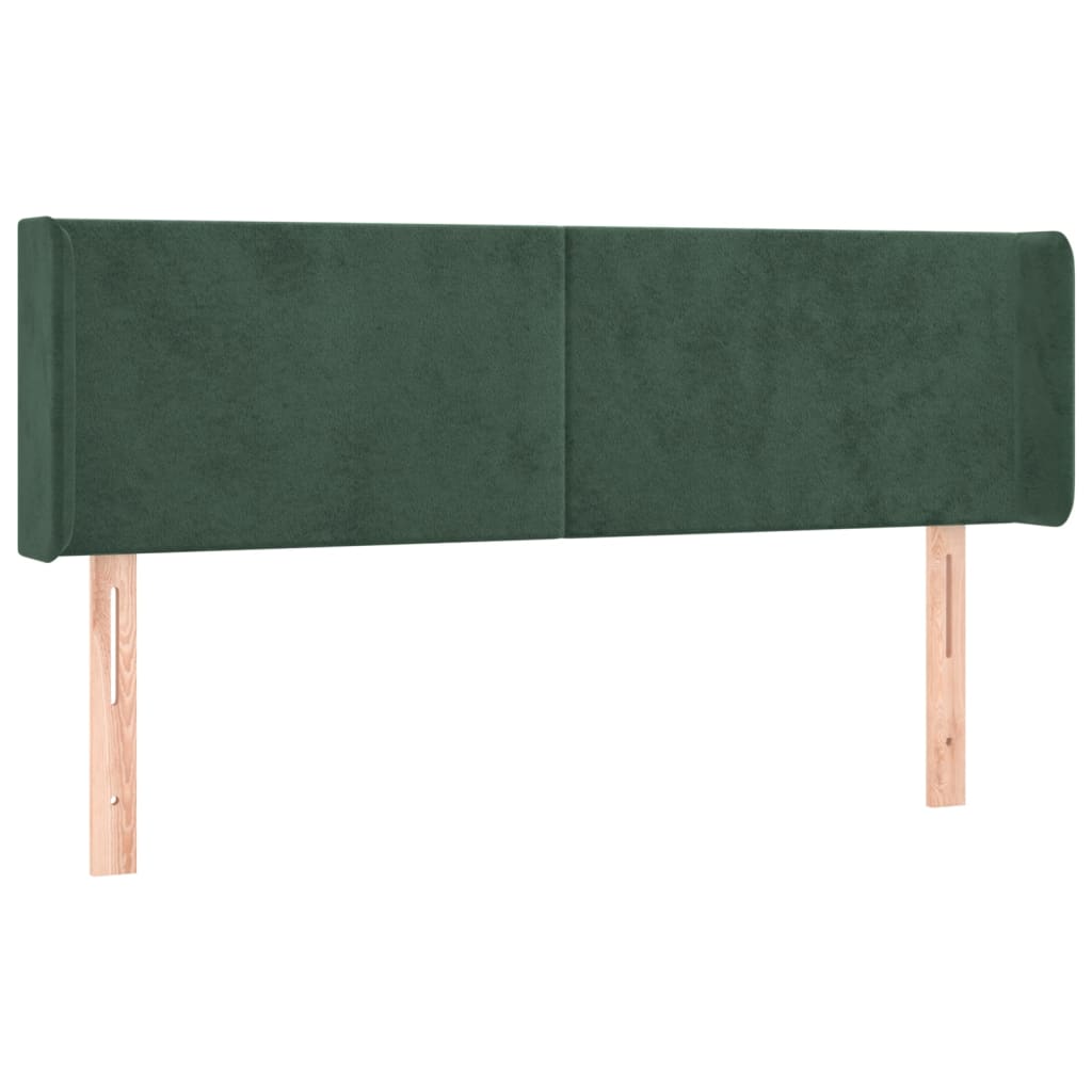 vidaXL Cabeceira cama c/ luzes LED veludo 147x16x78/88 cm verde-escuro