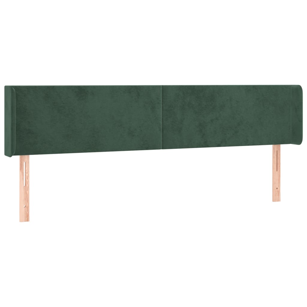 vidaXL Cabeceira cama c/ luzes LED veludo 163x16x78/88 cm verde-escuro