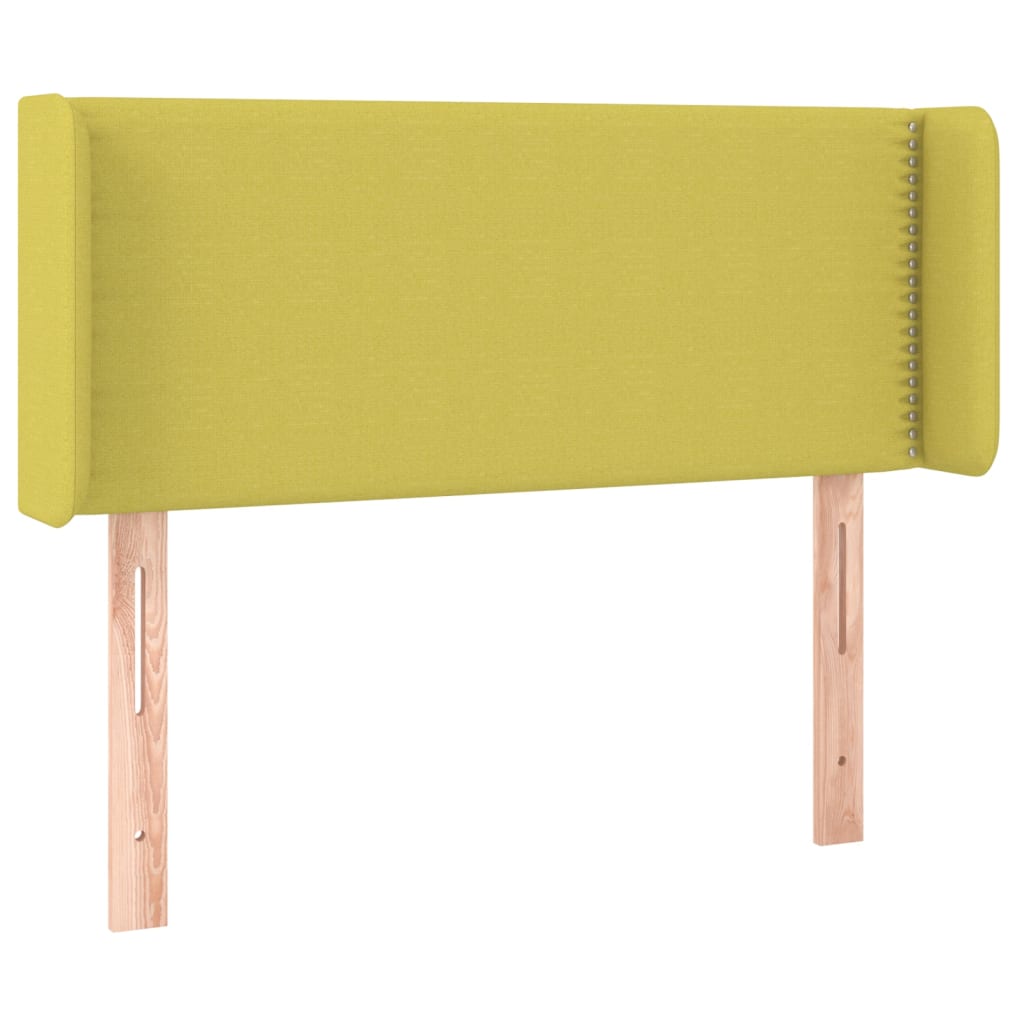 vidaXL Cabeceira de cama c/ luzes LED tecido 103x16x78/88 cm verde