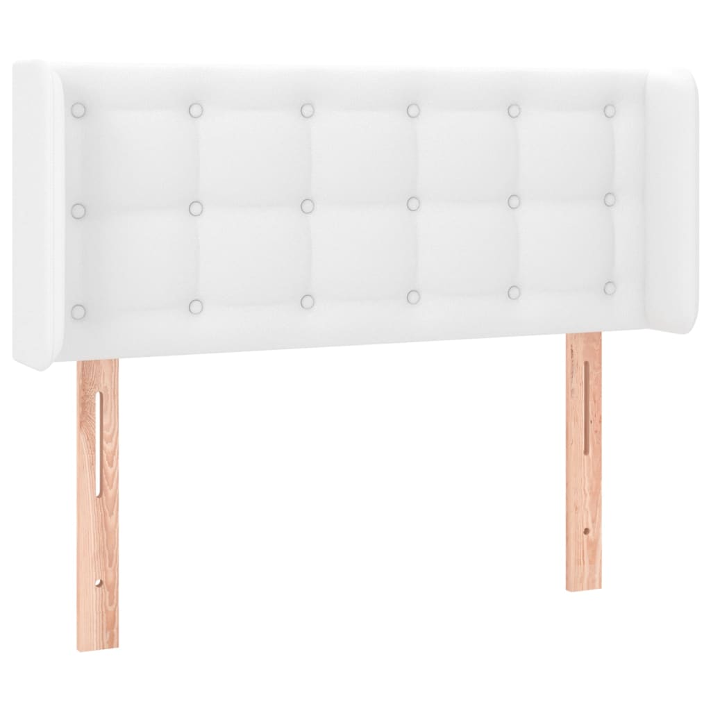 vidaXL Cabeceira de cama c/ LED couro artificial 93x16x78/88 cm branco