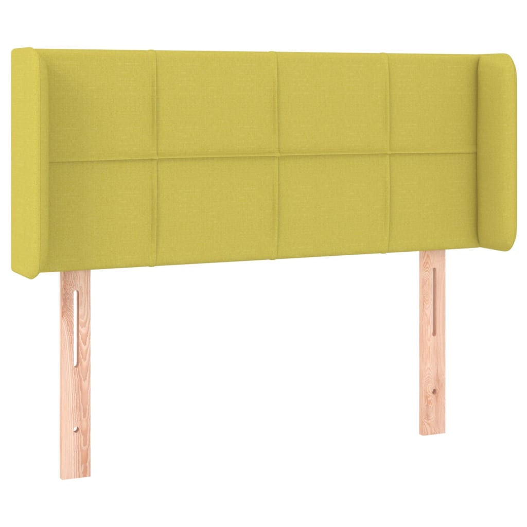 vidaXL Cabeceira de cama c/ luzes LED tecido 103x16x78/88 cm verde