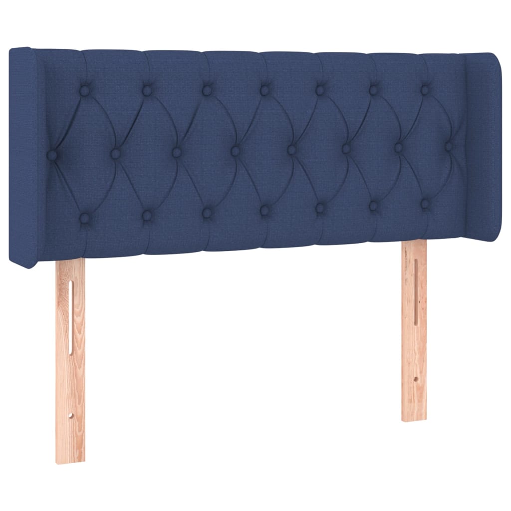 vidaXL Cabeceira de cama c/ luzes LED tecido 103x16x78/88 cm azul