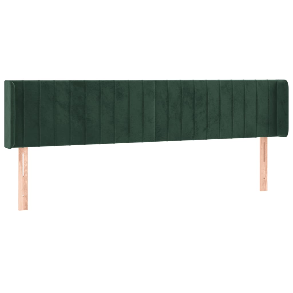 vidaXL Cabeceira cama c/ luzes LED veludo 183x16x78/88 cm verde-escuro