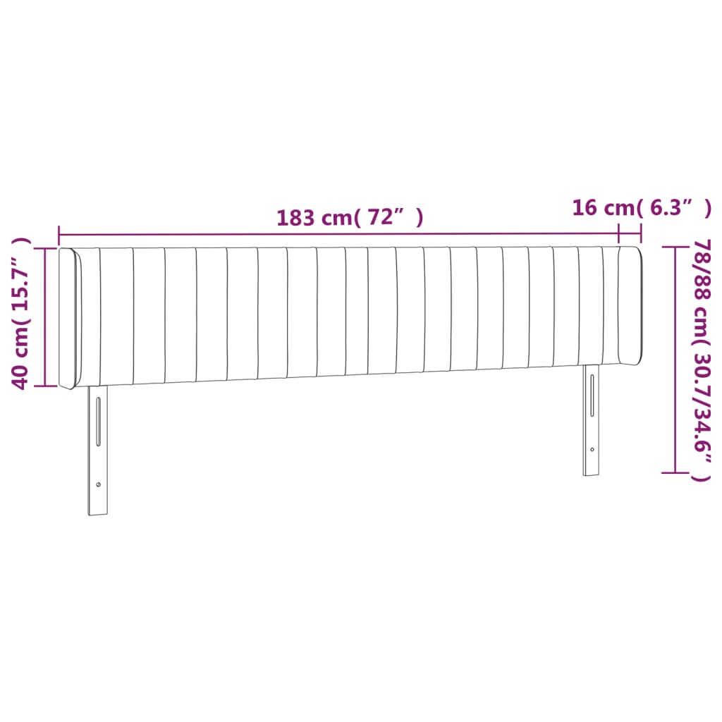 vidaXL Cabeceira cama c/ luzes LED veludo 183x16x78/88 cm verde-escuro