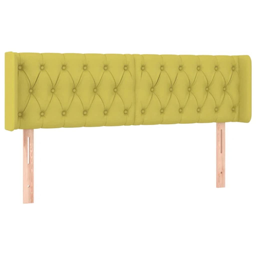 vidaXL Cabeceira de cama c/ luzes LED tecido 147x16x78/88 cm verde