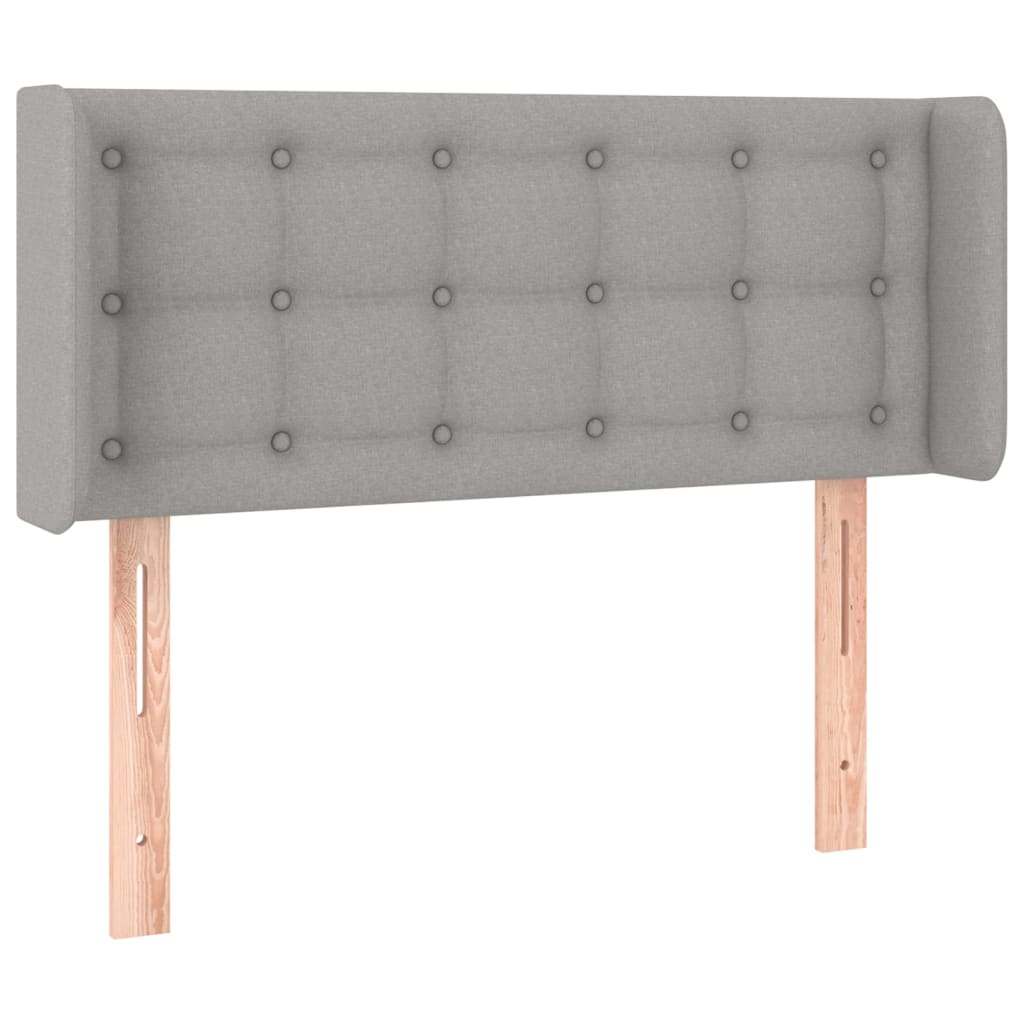 vidaXL Cabeceira de cama c/ luzes LED tecido 83x16x78/88cm cinza-claro