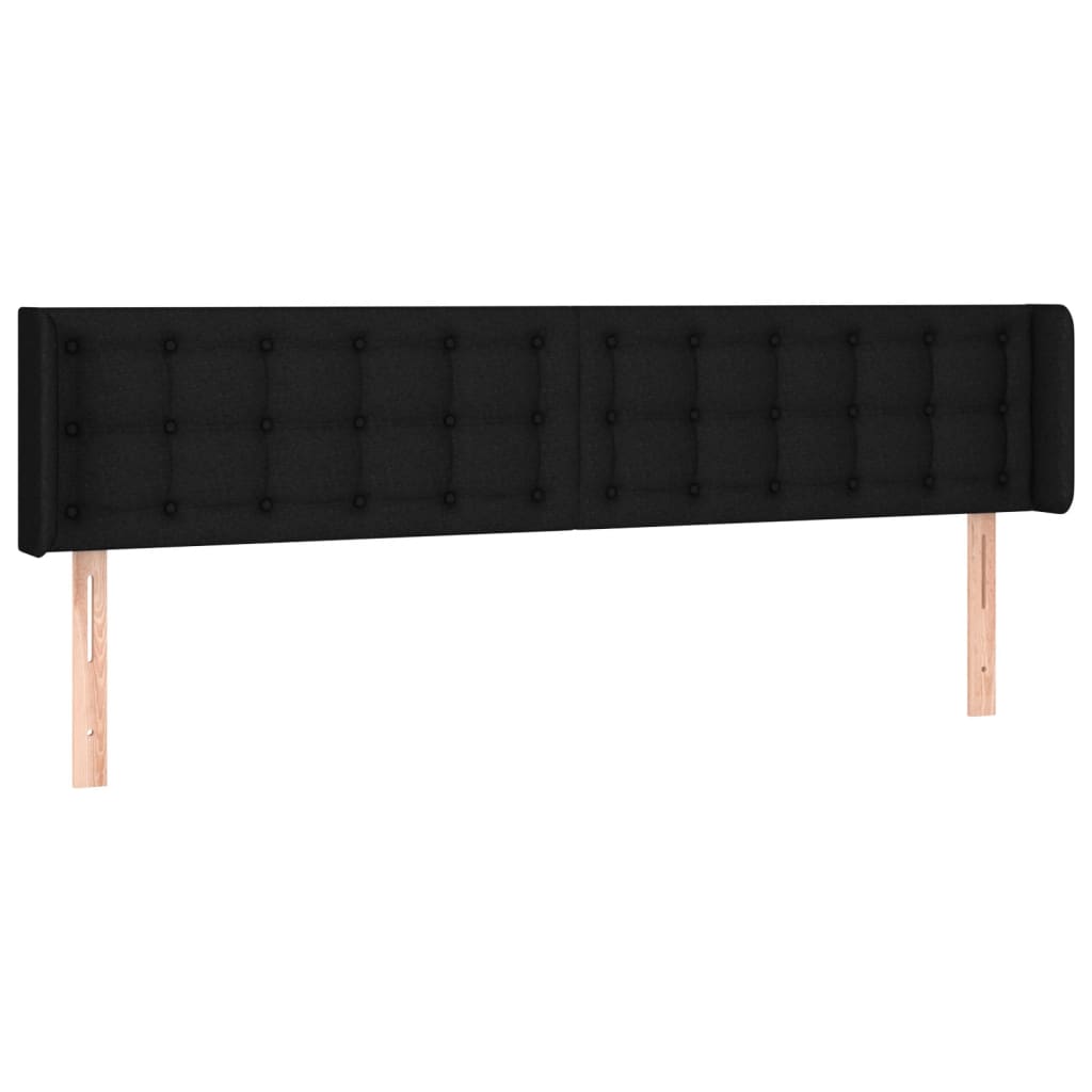 vidaXL Cabeceira de cama c/ luzes LED tecido 183x16x78/88 cm preto