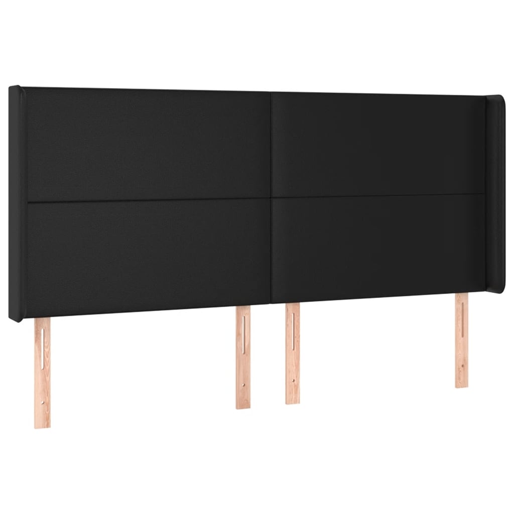 vidaXL Cabeceira cama c/ LED couro artificial 183x16x118/128 cm preto