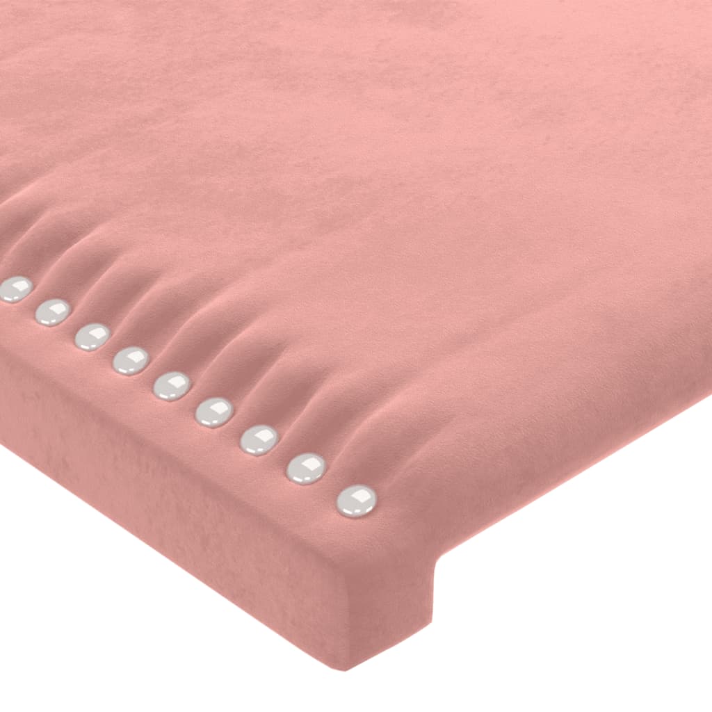 vidaXL Cabeceira de cama c/ luzes LED veludo 147x16x118/128 cm rosa